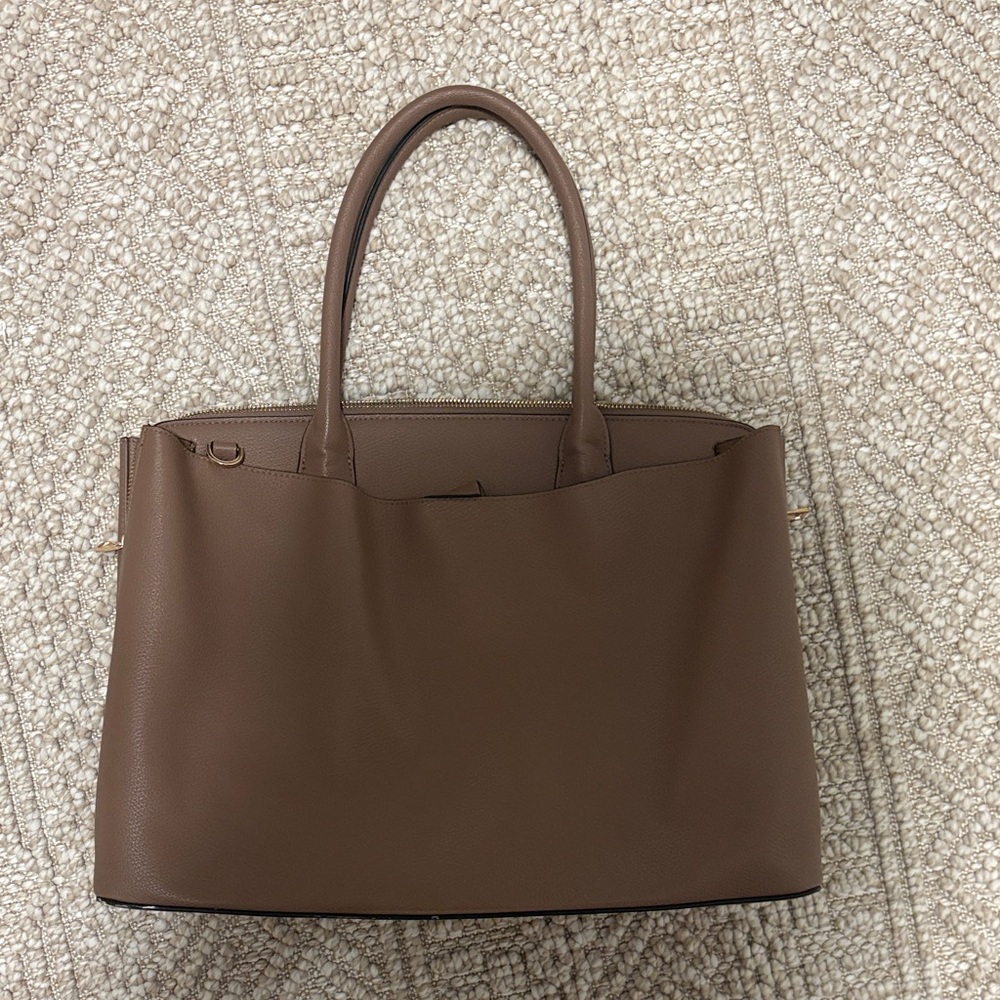 A New Day Elegant Brown Leather Tote Bag - No Strap